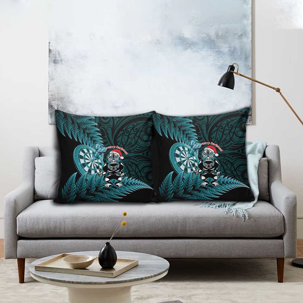 New Zealand Darts Christmas Pillow Cover Maori Fern Merry Dartsmas - Polynesian Pride