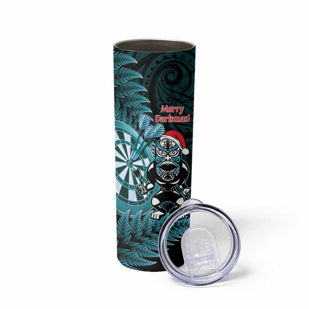 Personalised New Zealand Darts Christmas Skinny Tumbler Maori Fern Merry Dartsmas LT14 - Polynesian Pride