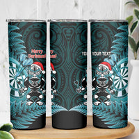 Personalised New Zealand Darts Christmas Skinny Tumbler Maori Fern Merry Dartsmas LT14 - Polynesian Pride