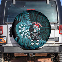New Zealand Darts Christmas Spare Tire Cover Maori Fern Merry Dartsmas LT14 Cyan - Polynesian Pride