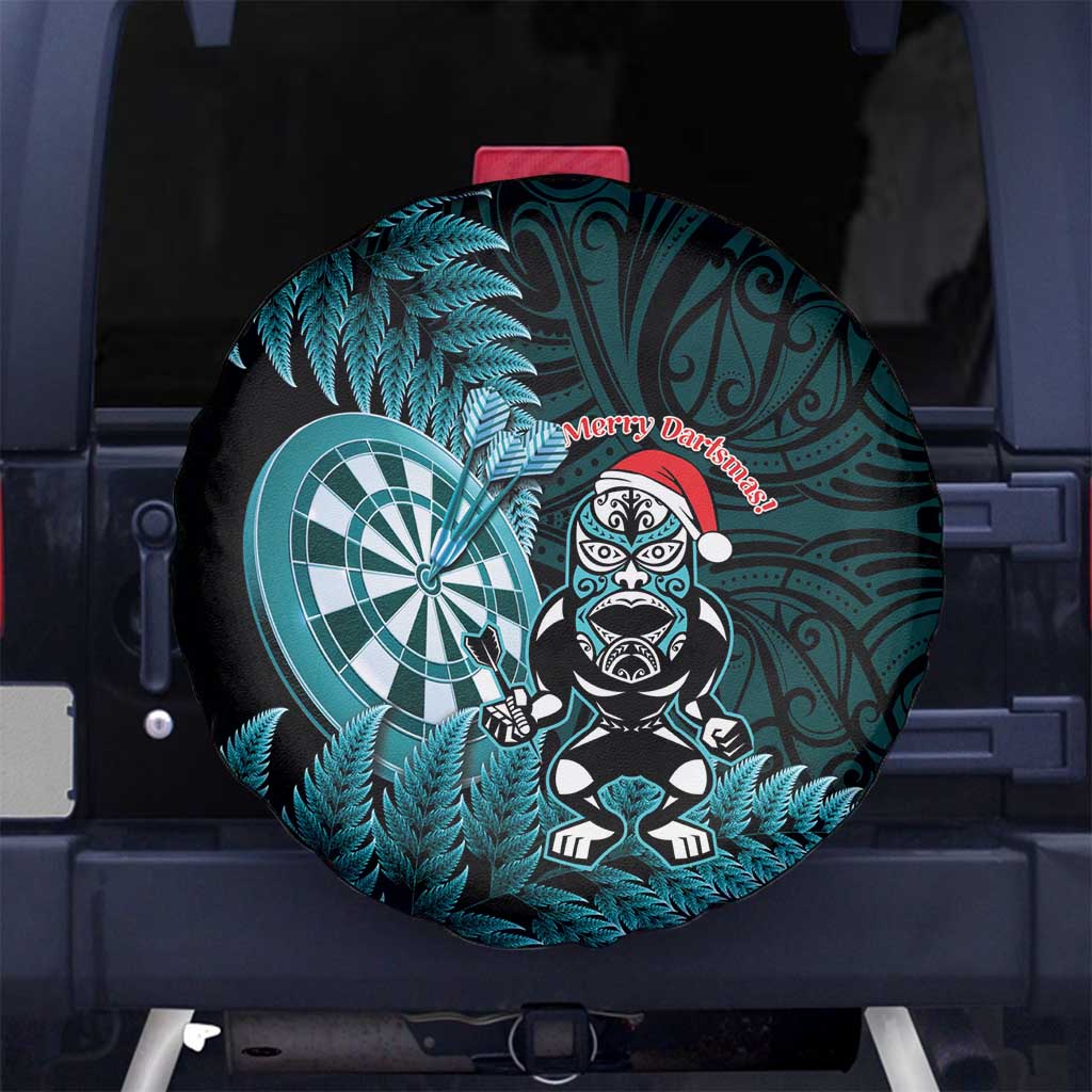 New Zealand Darts Christmas Spare Tire Cover Maori Fern Merry Dartsmas LT14 No hole Cyan - Polynesian Pride