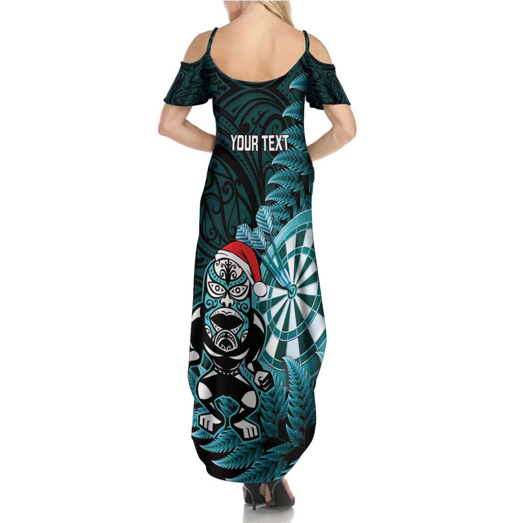 Personalised New Zealand Darts Christmas Summer Maxi Dress Maori Fern Merry Dartsmas LT14 - Polynesian Pride