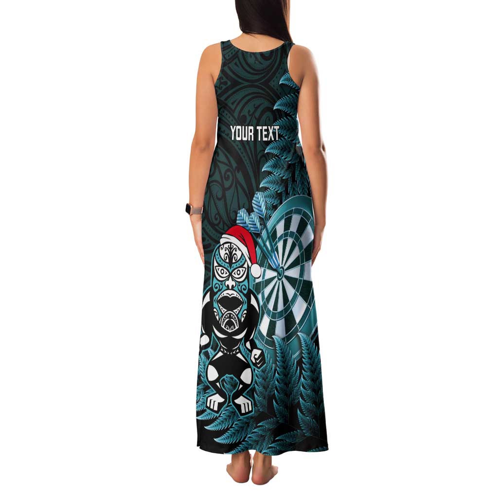 Personalised New Zealand Darts Christmas Tank Maxi Dress Maori Fern Merry Dartsmas LT14 - Polynesian Pride