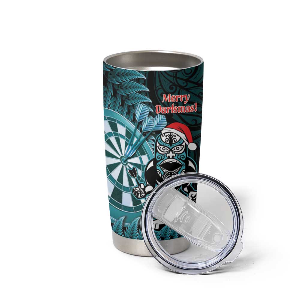Personalised New Zealand Darts Christmas Tumbler Cup Maori Fern Merry Dartsmas LT14 - Polynesian Pride
