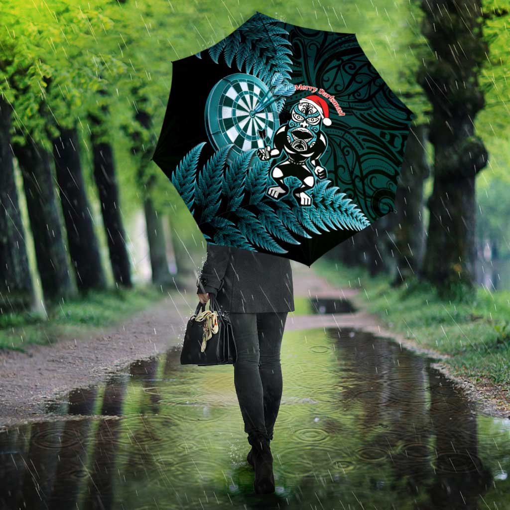 New Zealand Darts Christmas Umbrella Maori Fern Merry Dartsmas - Polynesian Pride