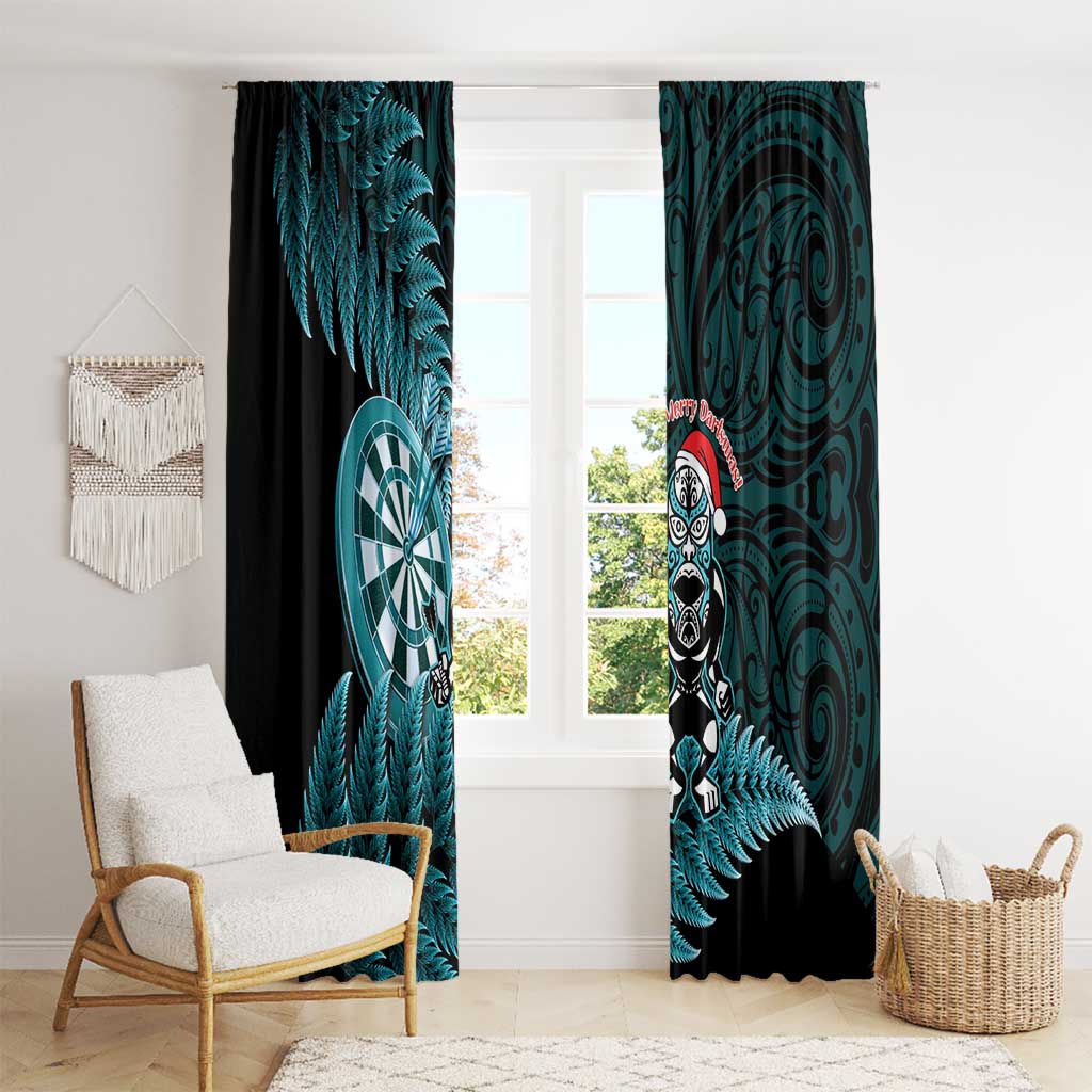 New Zealand Darts Christmas Window Curtain Maori Fern Merry Dartsmas - Polynesian Pride