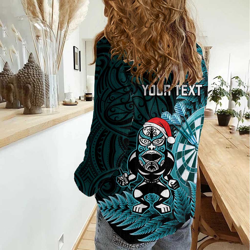 Personalised New Zealand Darts Christmas Women Casual Shirt Maori Fern Merry Dartsmas LT14 - Polynesian Pride