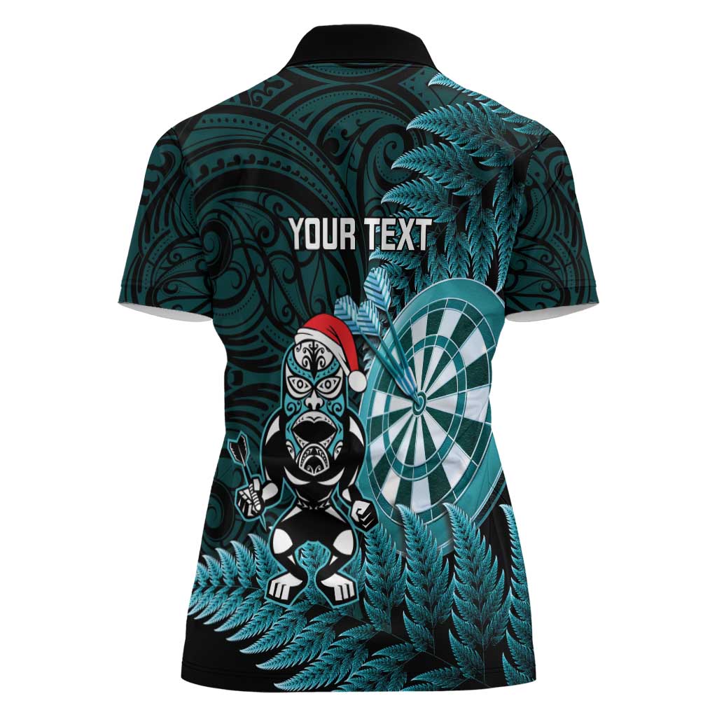 Personalised New Zealand Darts Christmas Women Polo Shirt Maori Fern Merry Dartsmas LT14 - Polynesian Pride
