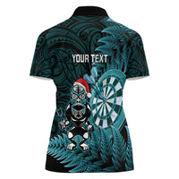 Personalised New Zealand Darts Christmas Women Polo Shirt Maori Fern Merry Dartsmas LT14 - Polynesian Pride