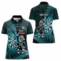 Personalised New Zealand Darts Christmas Women Polo Shirt Maori Fern Merry Dartsmas LT14 - Polynesian Pride