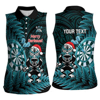 Personalised New Zealand Darts Christmas Women Sleeveless Polo Shirt Maori Fern Merry Dartsmas LT14 - Polynesian Pride