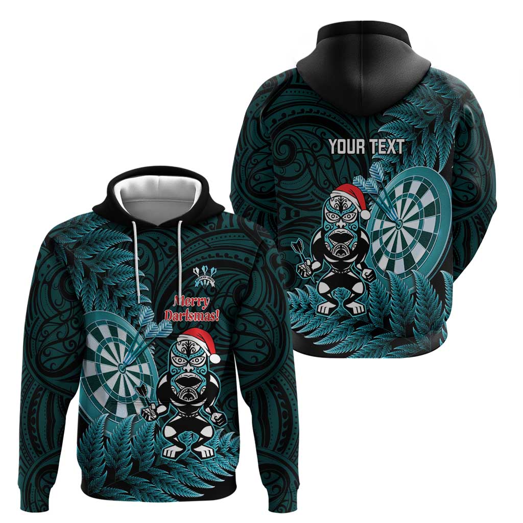 Personalised New Zealand Darts Christmas Zip Hoodie Maori Fern Merry Dartsmas LT14 - Polynesian Pride