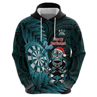 Personalised New Zealand Darts Christmas Zip Hoodie Maori Fern Merry Dartsmas LT14 - Polynesian Pride