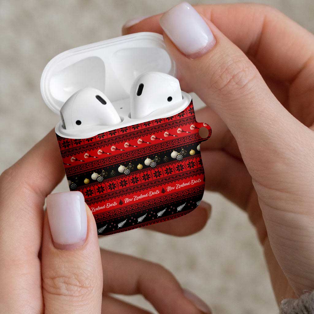 New Zealand Darts Christmas AirPods Case Merry Xmas Aotearoa Maori Red - Polynesian Pride