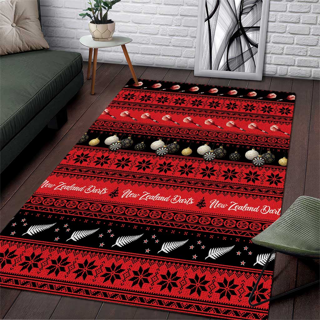 New Zealand Darts Christmas Area Rug Merry Xmas Aotearoa Maori Red - Polynesian Pride