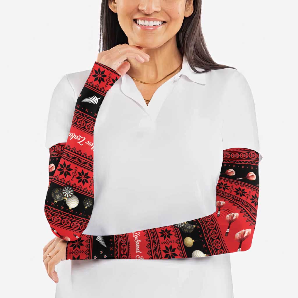 New Zealand Darts Christmas Arm Sleeves Merry Xmas Aotearoa Maori Red - Polynesian Pride