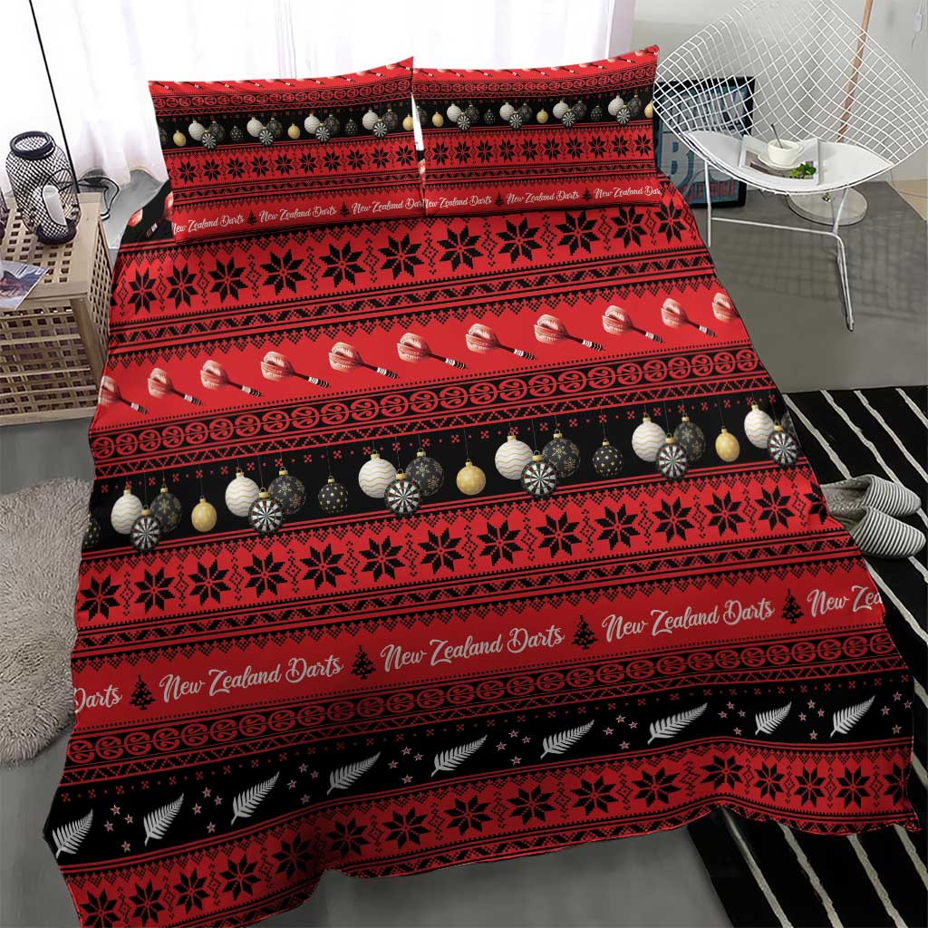 New Zealand Darts Christmas Bedding Set Merry Xmas Aotearoa Maori Red - Polynesian Pride