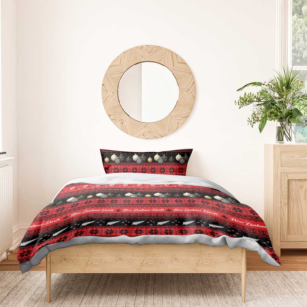 New Zealand Darts Christmas Bedding Set Merry Xmas Aotearoa Maori Red - Polynesian Pride