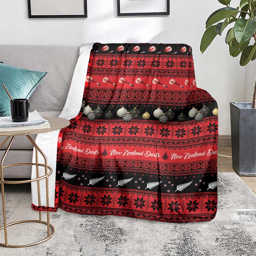 New Zealand Darts Christmas Blanket Merry Xmas Aotearoa Maori Red - Polynesian Pride