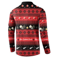 New Zealand Darts Christmas Button Sweatshirt Merry Xmas Aotearoa Maori Red - Polynesian Pride