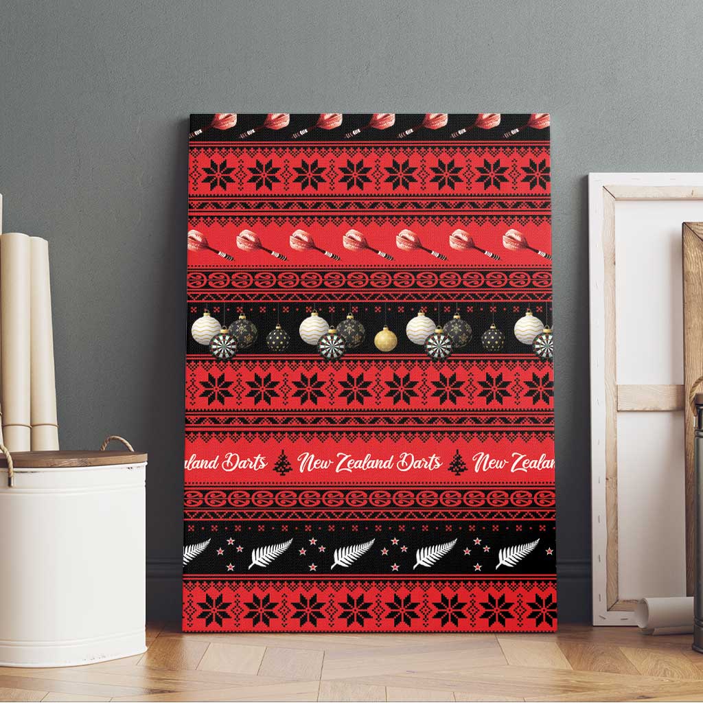 New Zealand Darts Christmas Canvas Wall Art Merry Xmas Aotearoa Maori Red - Polynesian Pride
