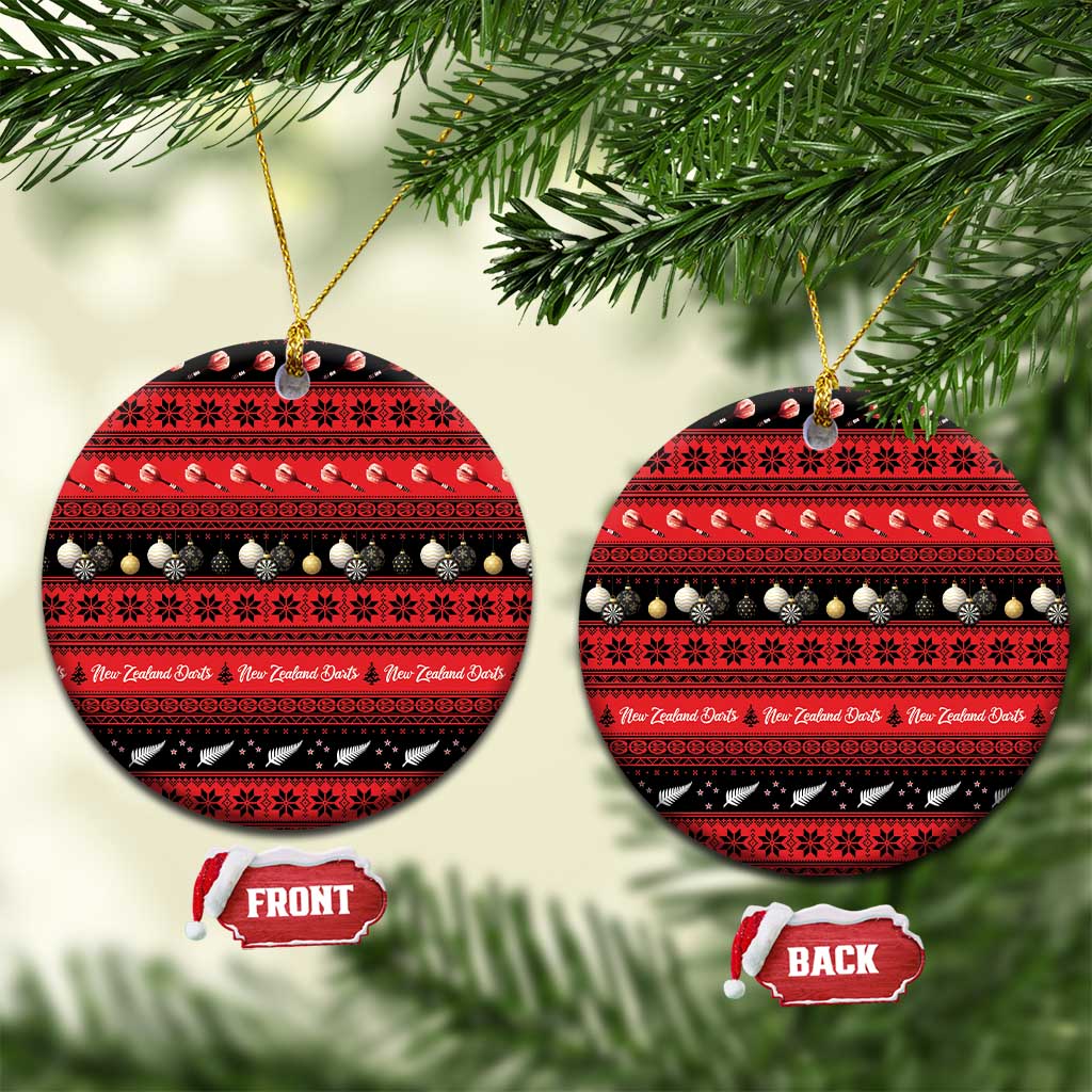 New Zealand Darts Christmas Ceramic Ornament Merry Xmas Aotearoa Maori Red - Polynesian Pride
