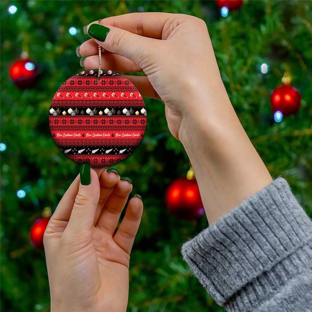 New Zealand Darts Christmas Ceramic Ornament Merry Xmas Aotearoa Maori Red - Polynesian Pride