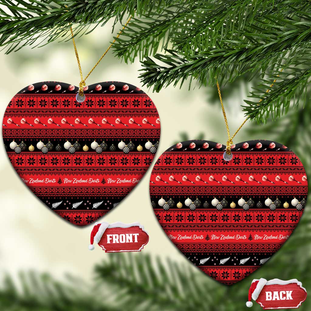 New Zealand Darts Christmas Ceramic Ornament Merry Xmas Aotearoa Maori Red - Polynesian Pride