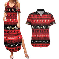 New Zealand Darts Christmas Couples Matching Summer Maxi Dress and Hawaiian Shirt Merry Xmas Aotearoa Maori Red LT14 Red - Polynesian Pride