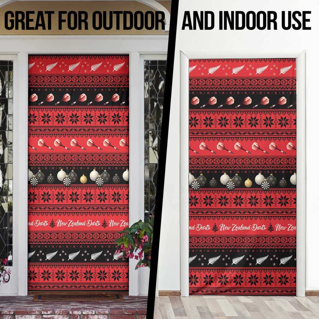 New Zealand Darts Christmas Door Cover Merry Xmas Aotearoa Maori Red - Polynesian Pride