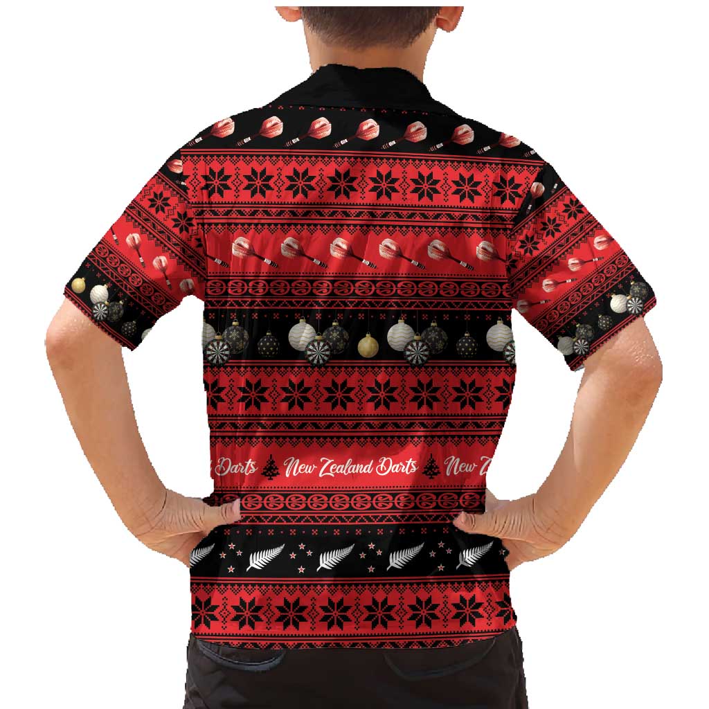 New Zealand Darts Christmas Family Matching Mermaid Dress and Hawaiian Shirt Merry Xmas Aotearoa Maori Red LT14 - Polynesian Pride