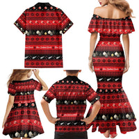 New Zealand Darts Christmas Family Matching Mermaid Dress and Hawaiian Shirt Merry Xmas Aotearoa Maori Red LT14 - Polynesian Pride