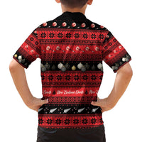 New Zealand Darts Christmas Family Matching Off The Shoulder Long Sleeve Dress and Hawaiian Shirt Merry Xmas Aotearoa Maori Red LT14 - Polynesian Pride