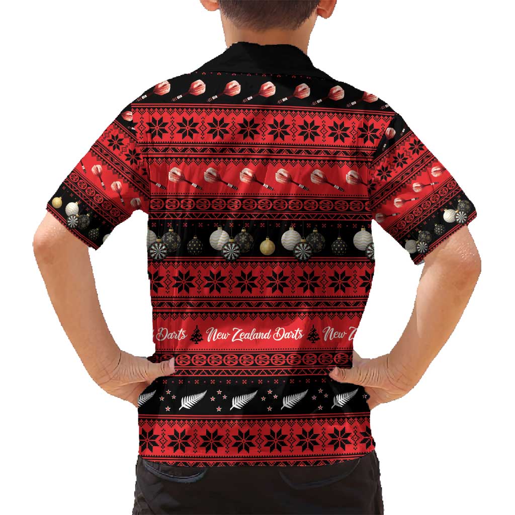New Zealand Darts Christmas Family Matching Off Shoulder Maxi Dress and Hawaiian Shirt Merry Xmas Aotearoa Maori Red LT14 - Polynesian Pride