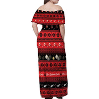 New Zealand Darts Christmas Family Matching Off Shoulder Maxi Dress and Hawaiian Shirt Merry Xmas Aotearoa Maori Red LT14 - Polynesian Pride