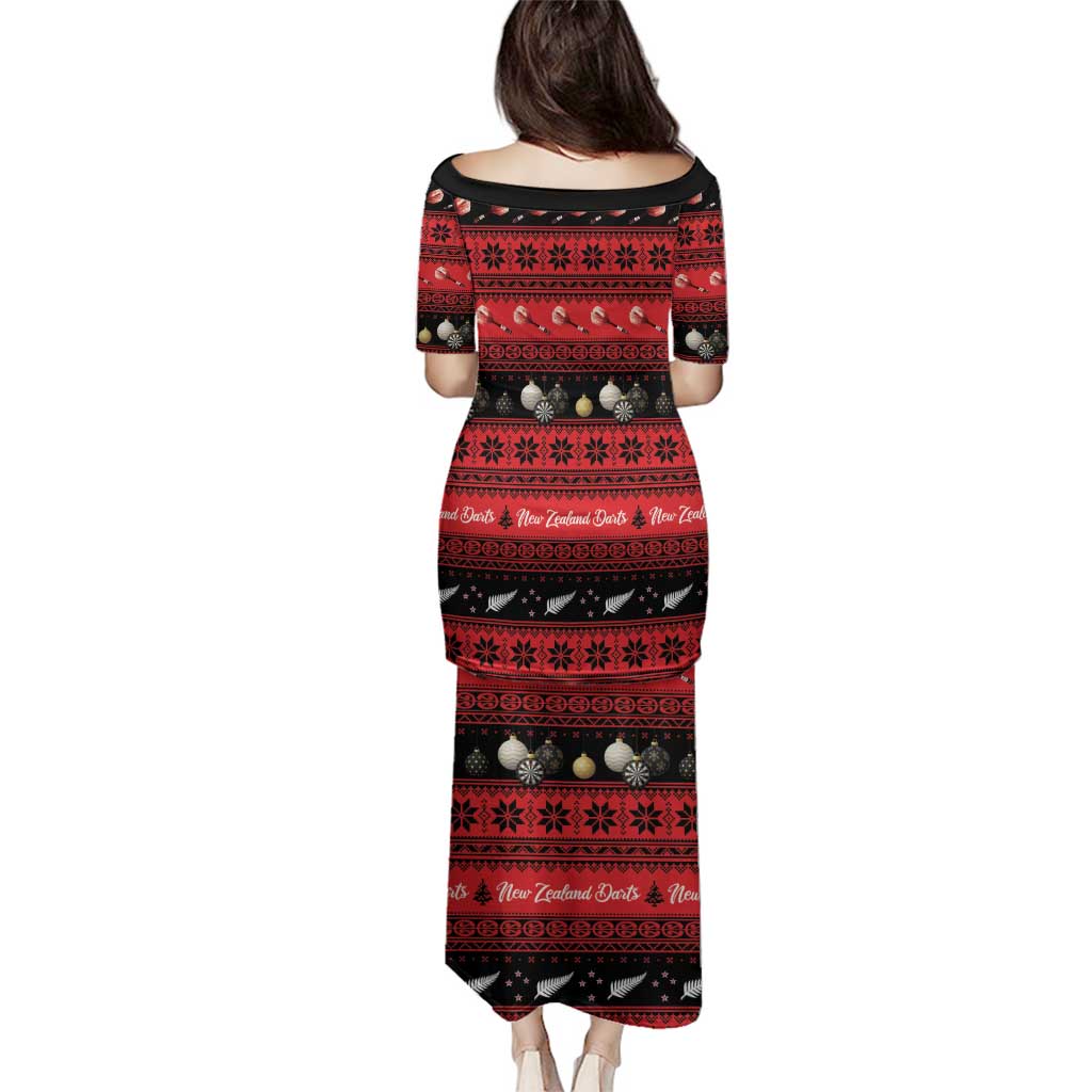 New Zealand Darts Christmas Family Matching Puletasi and Hawaiian Shirt Merry Xmas Aotearoa Maori Red LT14 - Polynesian Pride