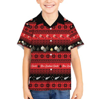 New Zealand Darts Christmas Family Matching Puletasi and Hawaiian Shirt Merry Xmas Aotearoa Maori Red LT14 Son's Shirt Red - Polynesian Pride