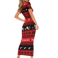 New Zealand Darts Christmas Family Matching Short Sleeve Bodycon Dress and Hawaiian Shirt Merry Xmas Aotearoa Maori Red LT14 - Polynesian Pride