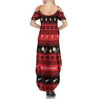 New Zealand Darts Christmas Family Matching Summer Maxi Dress and Hawaiian Shirt Merry Xmas Aotearoa Maori Red LT14 - Polynesian Pride