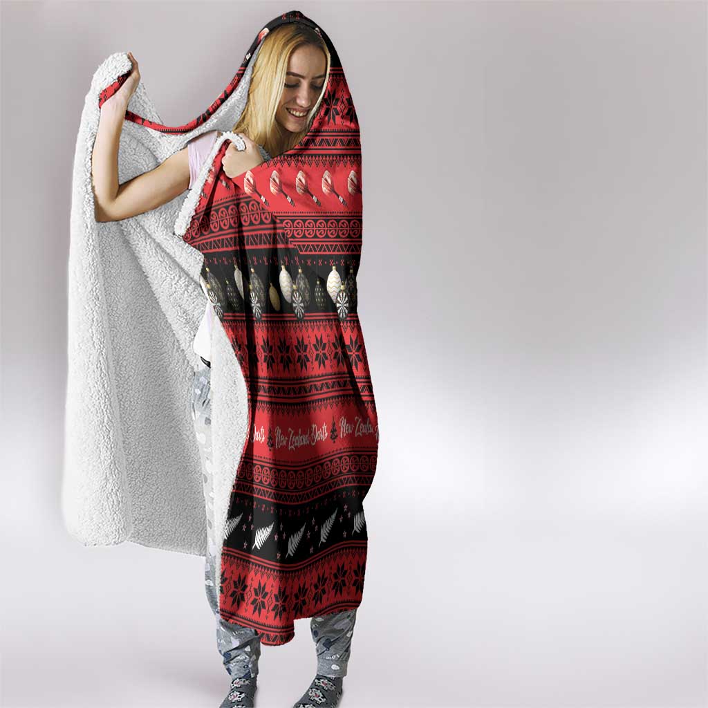 New Zealand Darts Christmas Hooded Blanket Merry Xmas Aotearoa Maori Red - Polynesian Pride