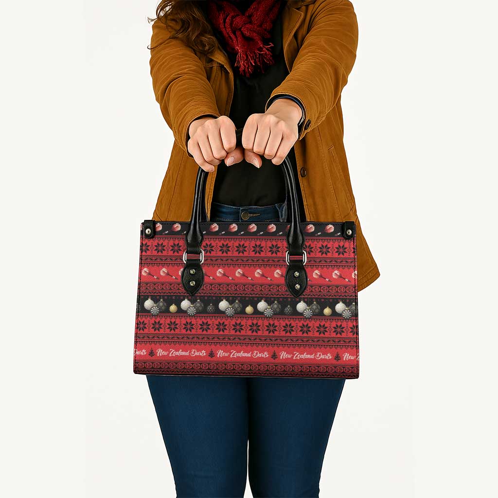 New Zealand Darts Christmas Leather Bag Merry Xmas Aotearoa Maori Red - Polynesian Pride