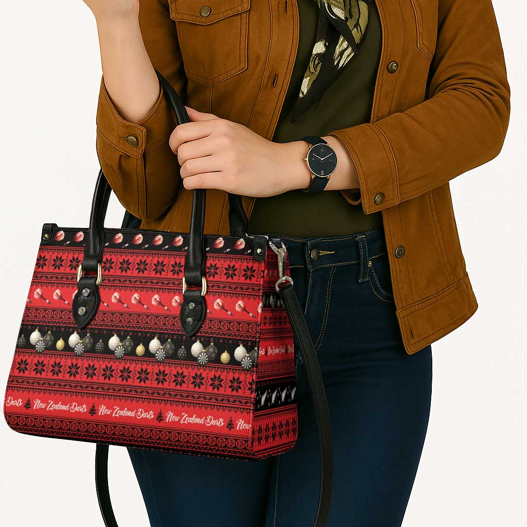 New Zealand Darts Christmas Leather Bag Merry Xmas Aotearoa Maori Red - Polynesian Pride