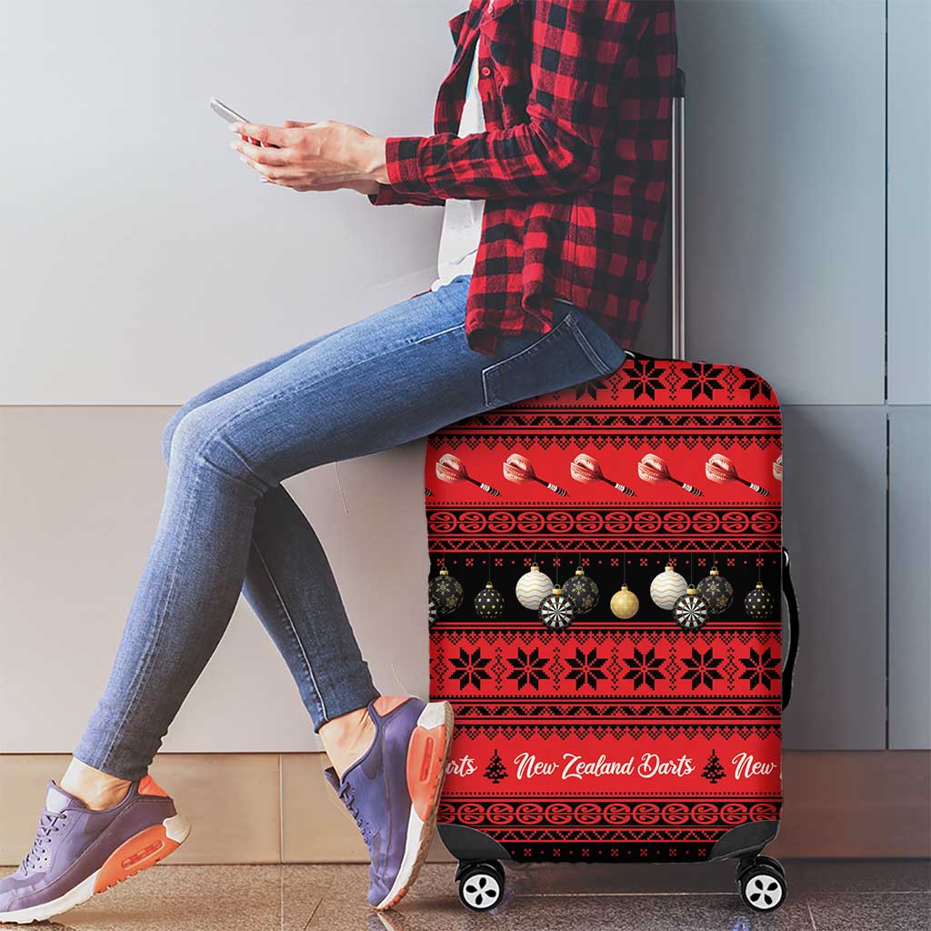 New Zealand Darts Christmas Luggage Cover Merry Xmas Aotearoa Maori Red - Polynesian Pride
