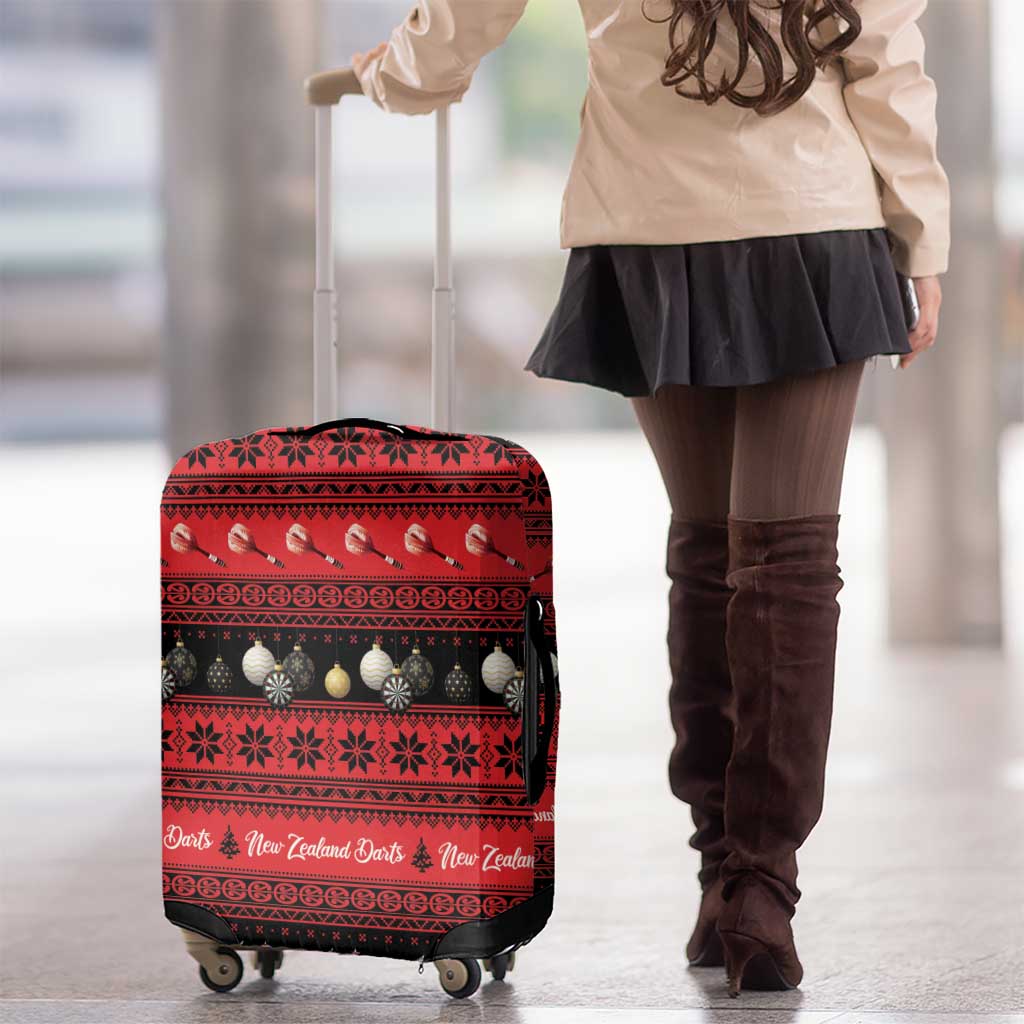 New Zealand Darts Christmas Luggage Cover Merry Xmas Aotearoa Maori Red - Polynesian Pride
