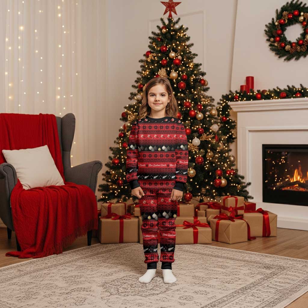 New Zealand Darts Christmas Pajama Set Merry Xmas Aotearoa Maori Red - Polynesian Pride