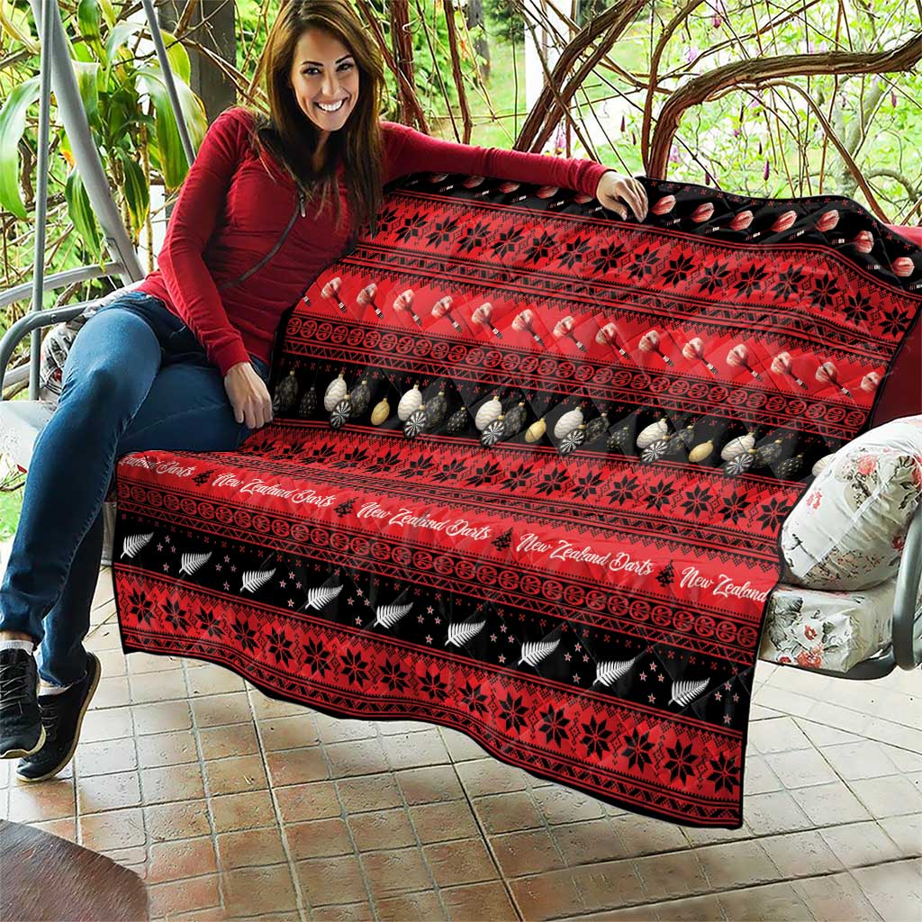 New Zealand Darts Christmas Quilt Merry Xmas Aotearoa Maori Red - Polynesian Pride