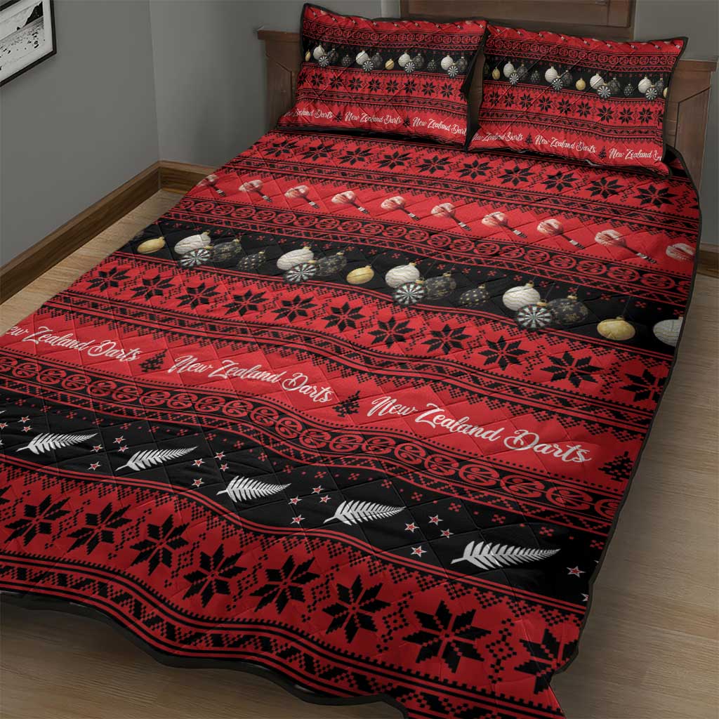 New Zealand Darts Christmas Quilt Bed Set Merry Xmas Aotearoa Maori Red - Polynesian Pride