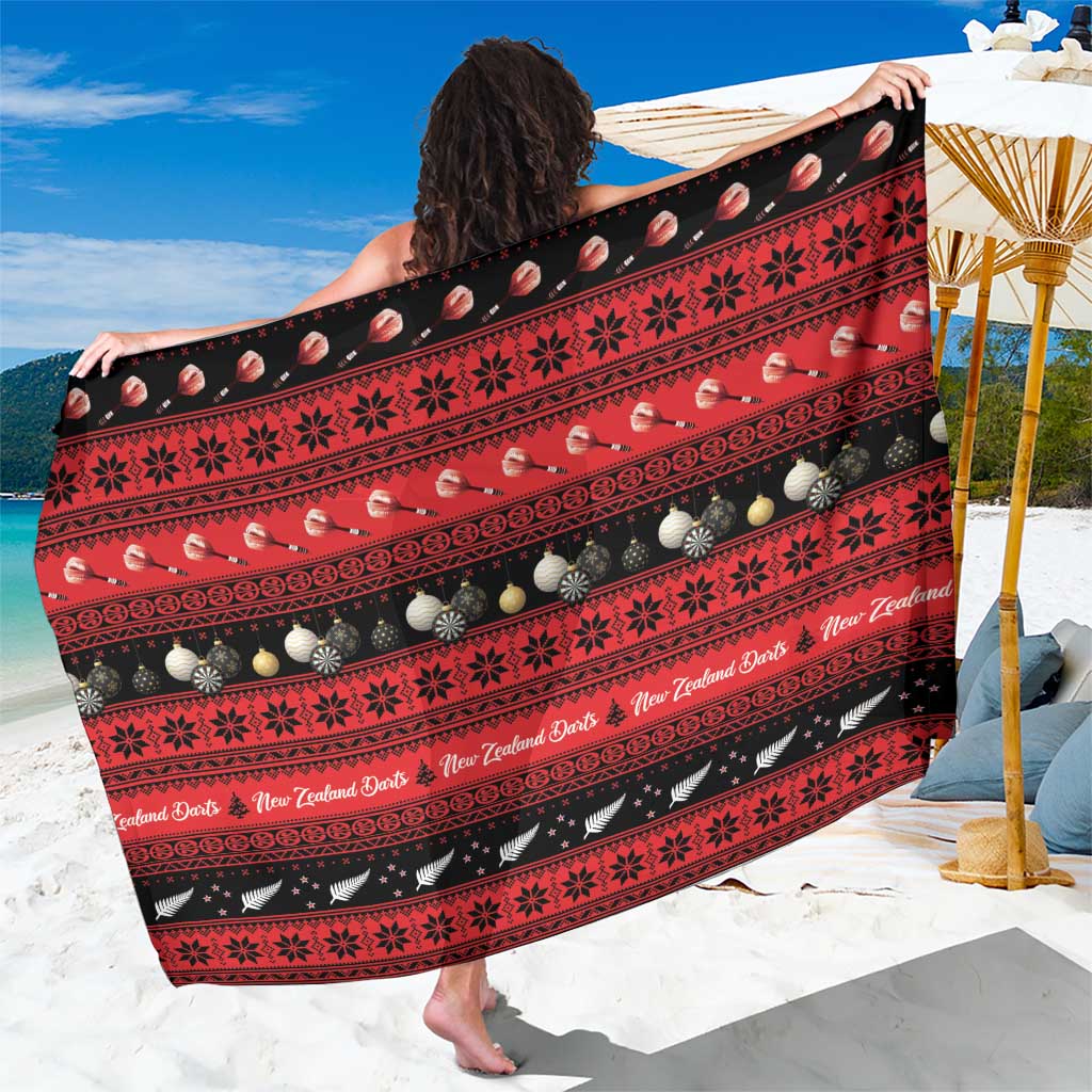 New Zealand Darts Christmas Sarong Merry Xmas Aotearoa Maori Red - Polynesian Pride
