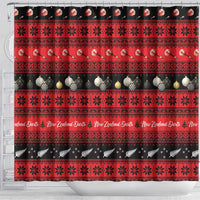 New Zealand Darts Christmas Shower Curtain Merry Xmas Aotearoa Maori Red - Polynesian Pride