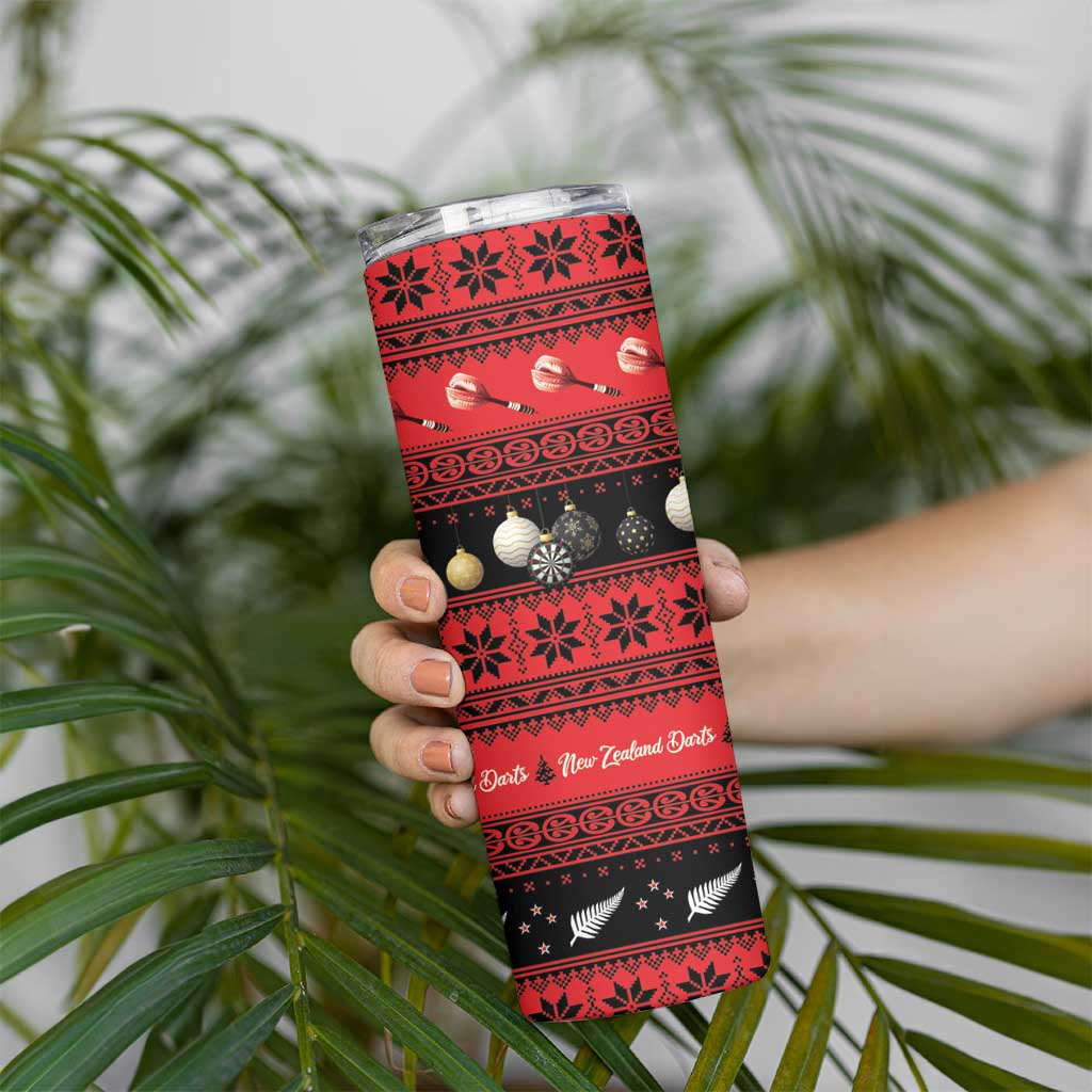 New Zealand Darts Christmas Skinny Tumbler Merry Xmas Aotearoa Maori Red LT14 - Polynesian Pride